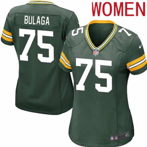 Women Green Bay Packers 75 Bryan Bulaga Green Nike Game NFL Jersey